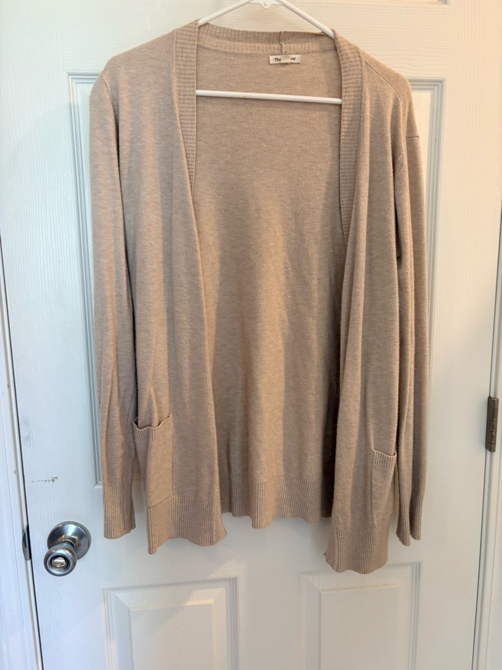 tea n rose Beige Open-Front Cardigan with Pockets